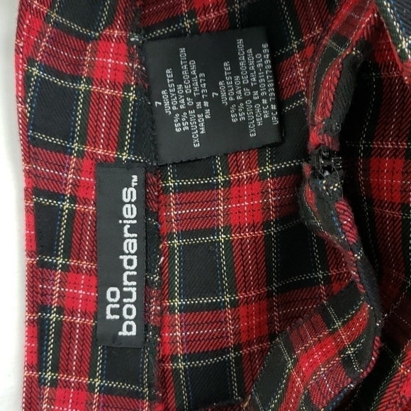 No Boundaries Y2K Wrap Mini Skirt Skort Plaid Red & Black 7Jr EUC - Picture 5 of 11